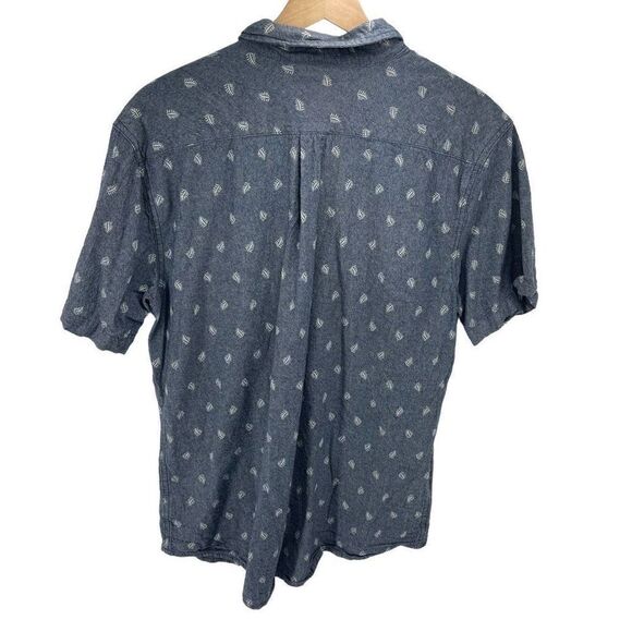 Levi's Mens Button Up Shirt Leaf Print Short Sleeve Cotton Pocket Blue Large - Picture 8 of 8